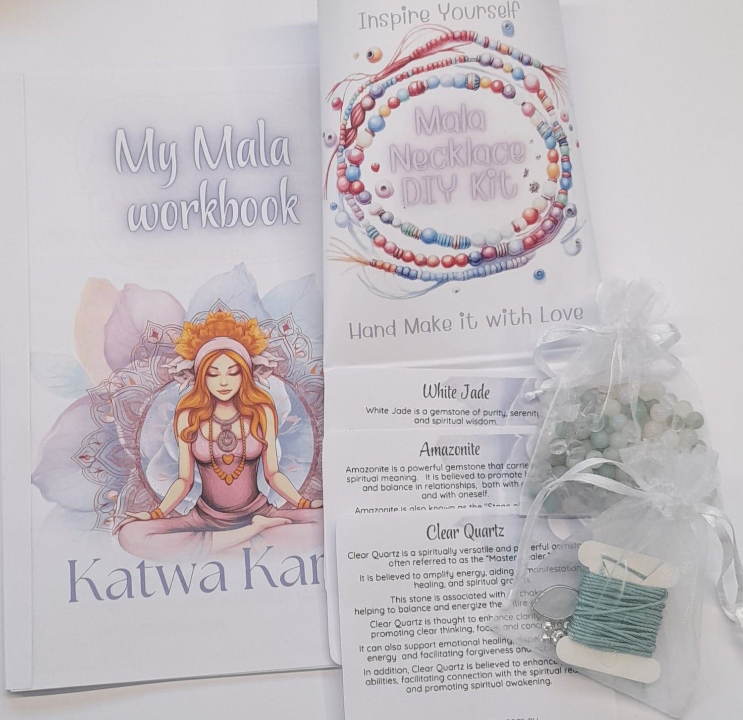 Amazonite, White Jade DIY Mala kit, Japa Meditation