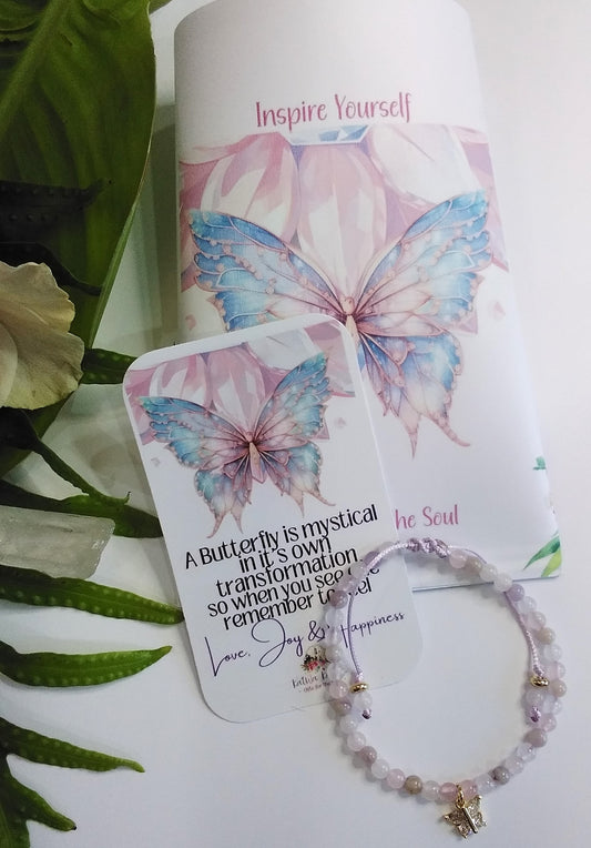 butterfly bracelet, mini gemstone bracelet, Happiness, A butterfly is mystical in it's own transformation, mini affirmations, positive affirmations, tiny intentions