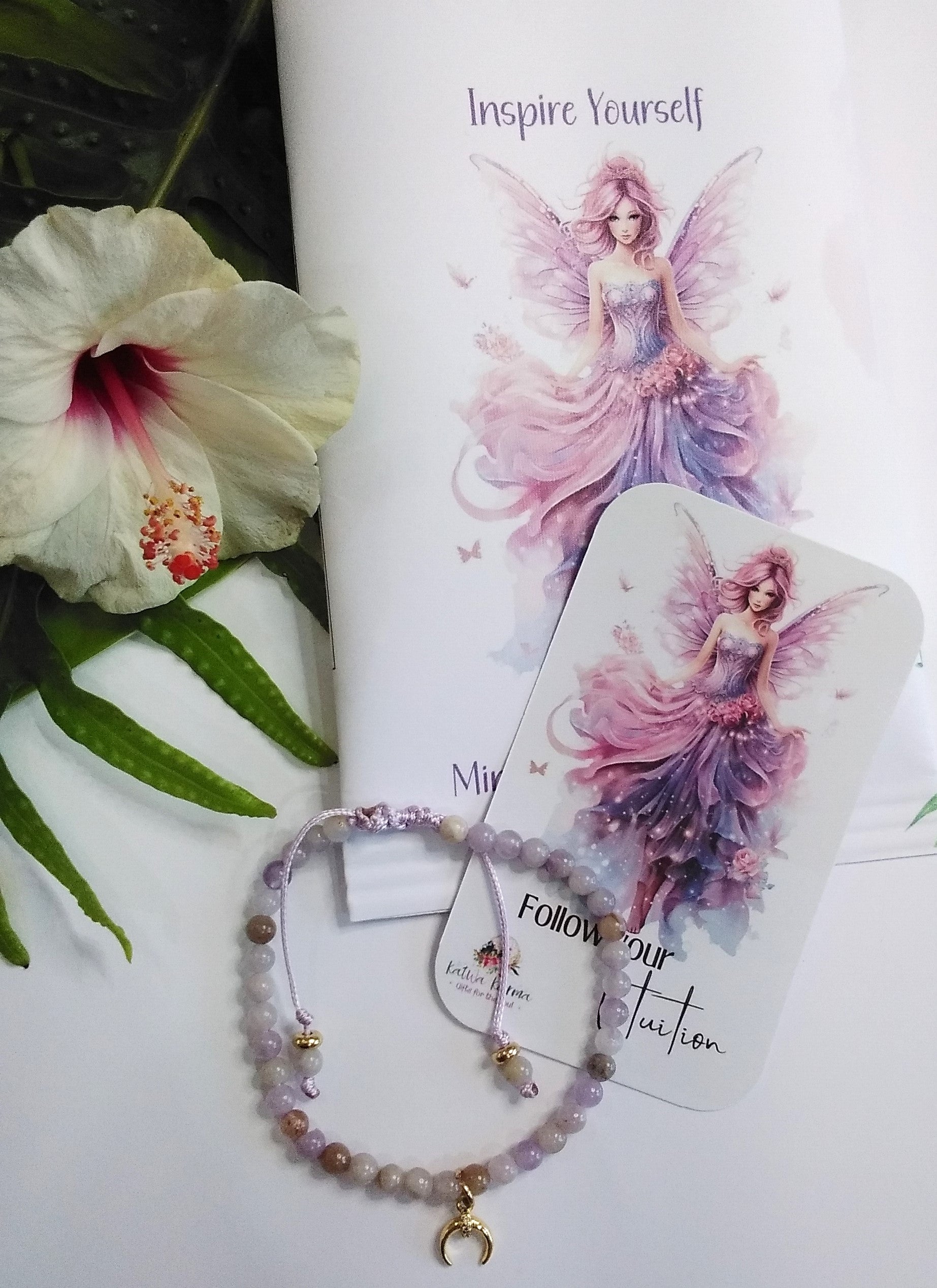 "affirmation", "Gift", Inspire", "birthday", "Meditation", "mindful gift", "Yoga", "amethyst", "Positive". "soulful", "calm", "Intuition", mini affirmations, positive affirmations, tiny intentions, Follow Your Intuition, gemstone bracelet