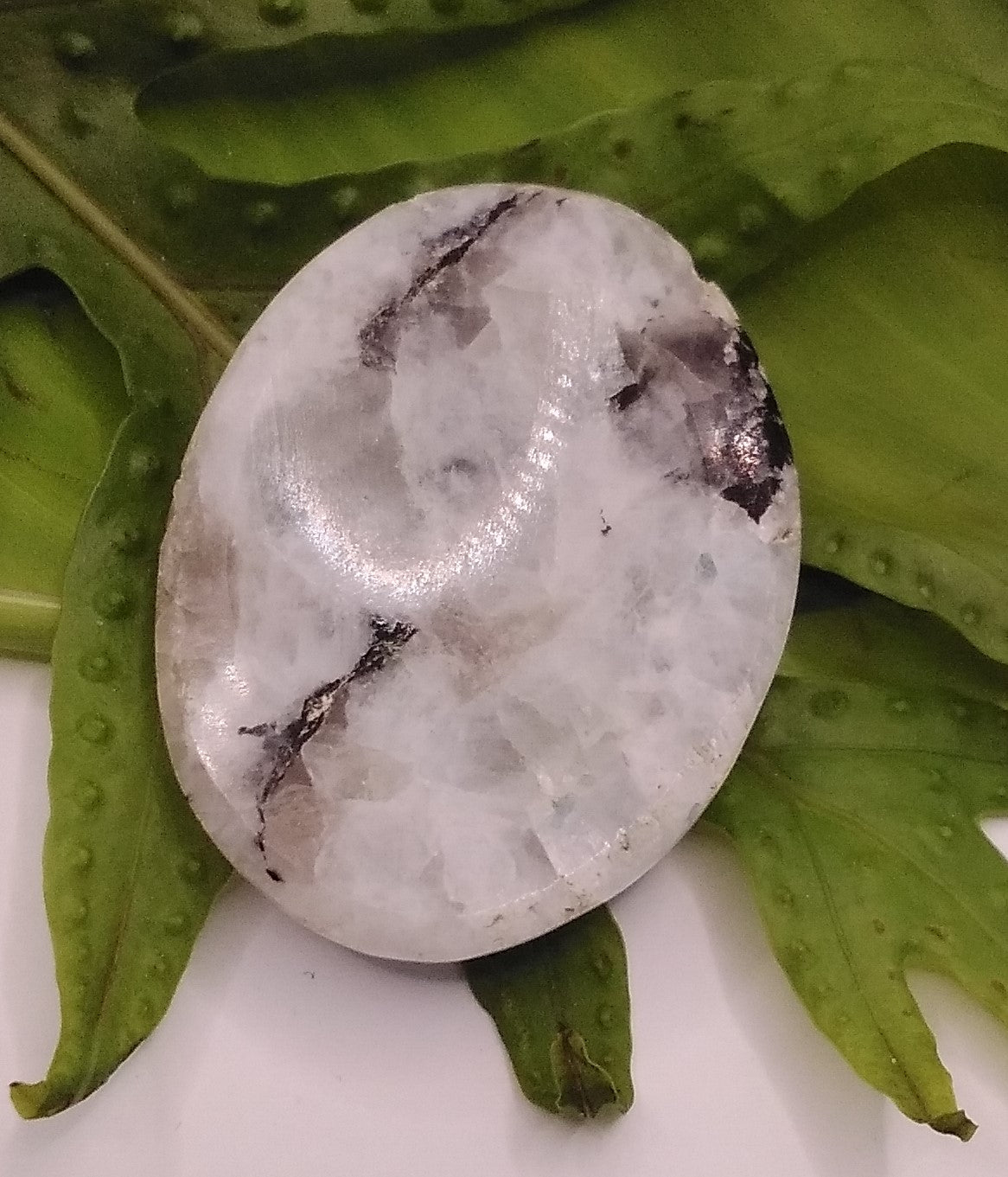 Rainbow Moonstone Thumb Worry Stone