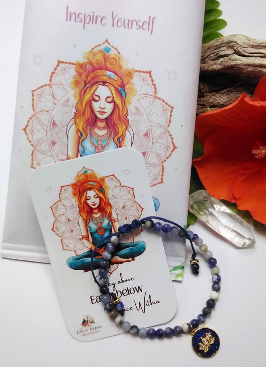 Sky Above Earth below Peace Within, Meditation, Bracelet, Lotus pendant, inspiration, mini affirmations, positive affirmations, tiny intentions, gemstone bracelet